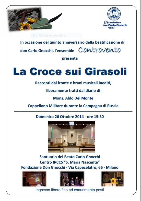 La croce sui girasoli Locandina spettacolo Milano 26.10.14