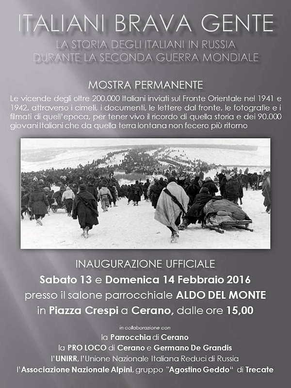 Locandina inaugurazione mostra permanente Cerano 13-14.02.2016